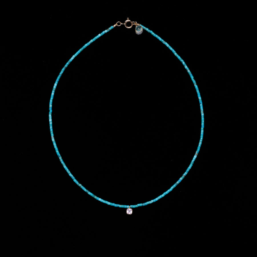 TURQUOISE AND PINK SAPPHIRE NECKLACE