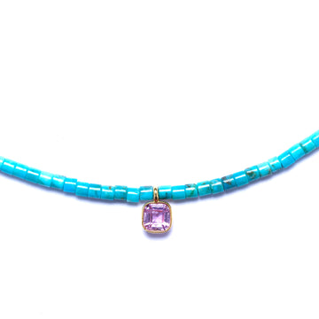 TURQUOISE AND PINK SAPPHIRE NECKLACE