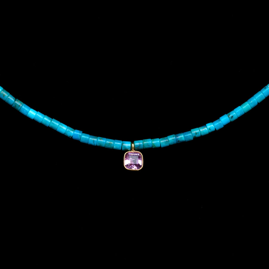 TURQUOISE AND PINK SAPPHIRE NECKLACE