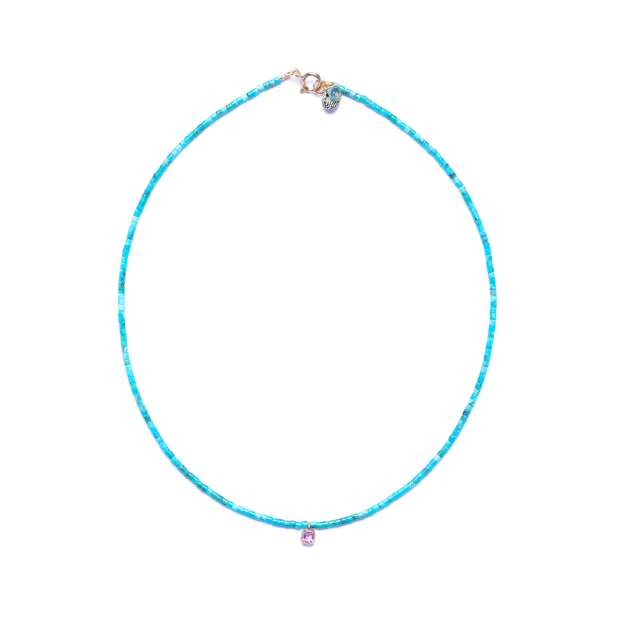 TURQUOISE AND PINK SAPPHIRE NECKLACE