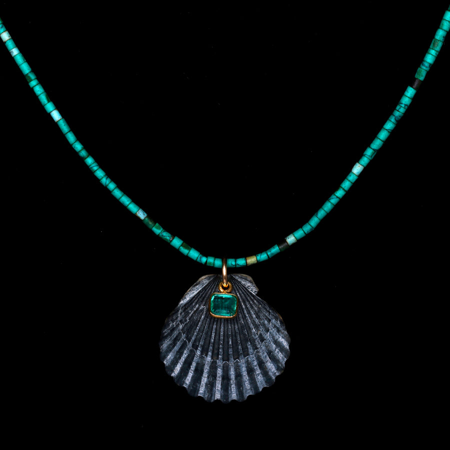 turquoise emerald shell necklace