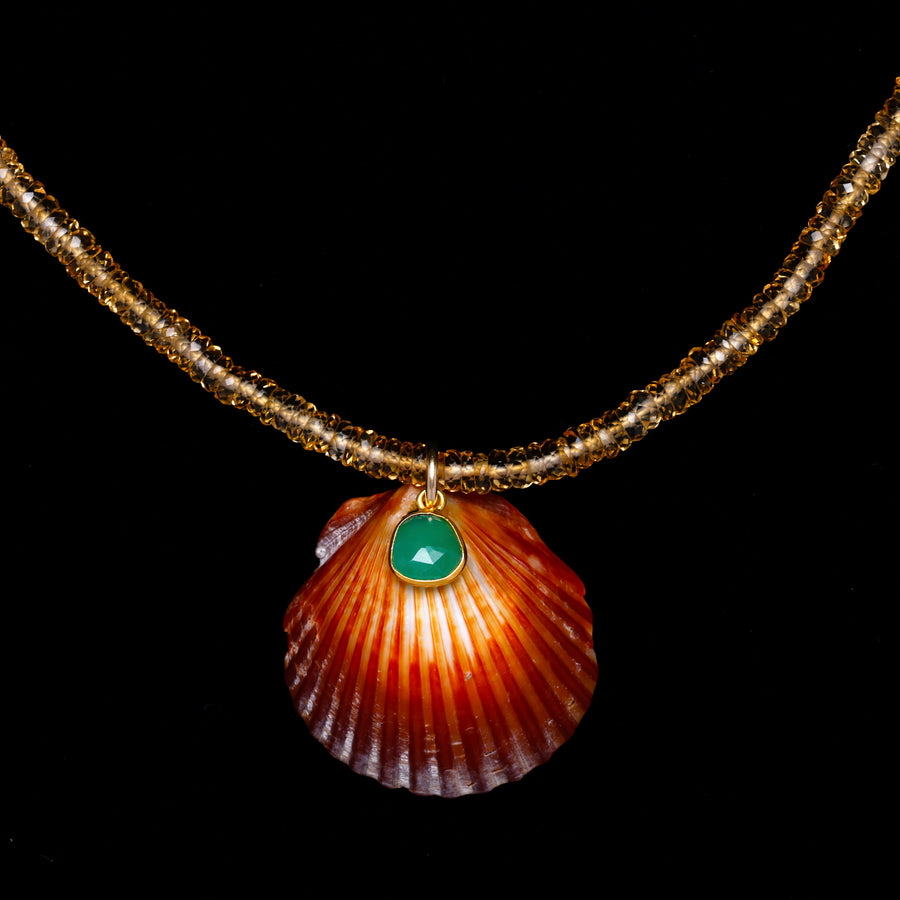 sapphire shell and chrysoprase necklace