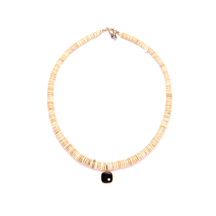 Diamond, onyx and pearl necklace