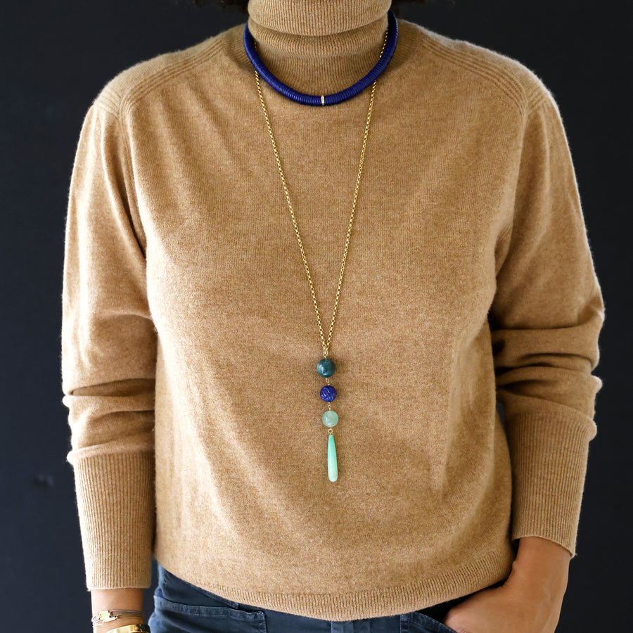 lapis lazuli and diamond necklace