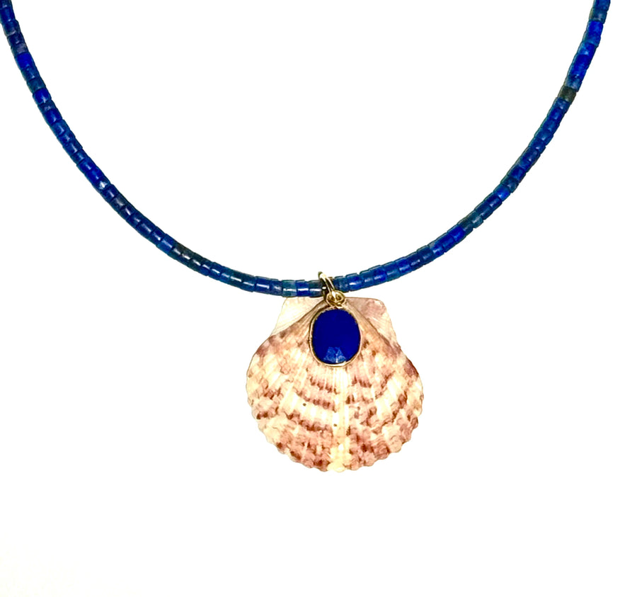 lapis and shell necklace