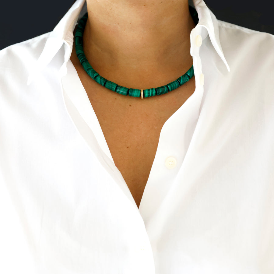 malachite and diamond necklace