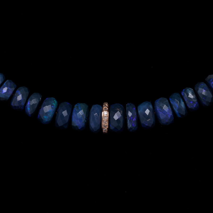 Diamond and Blue Australian Opal Necklace