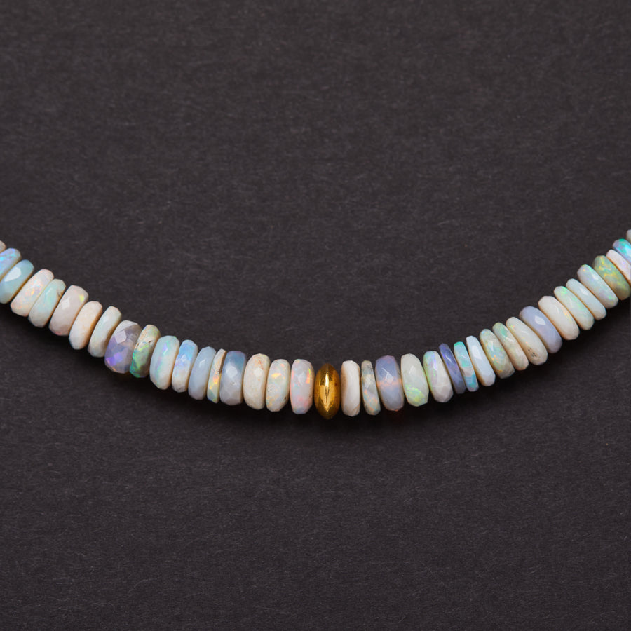 Australian Opal and Gold Bead Necklace ( Light Purple Hue)