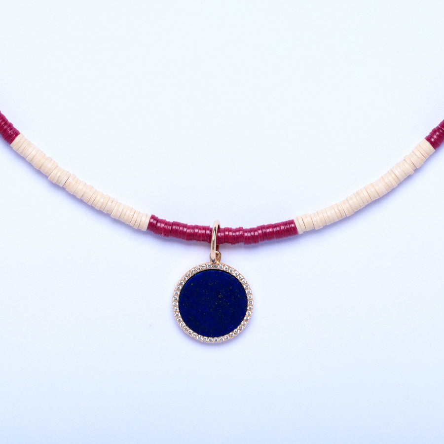 diamond, lapis and african bead necklace