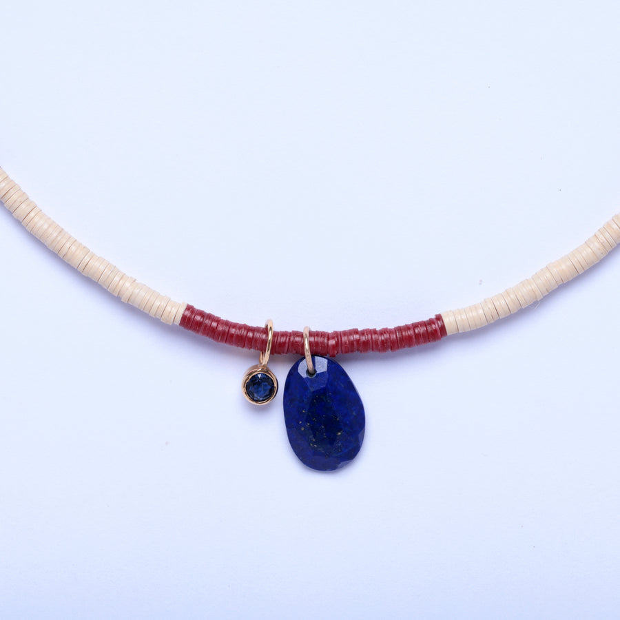 lapis, sapphire and african bead necklace