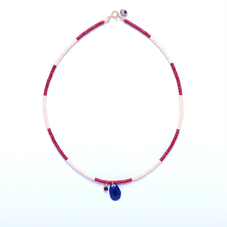lapis, sapphire and african bead necklace