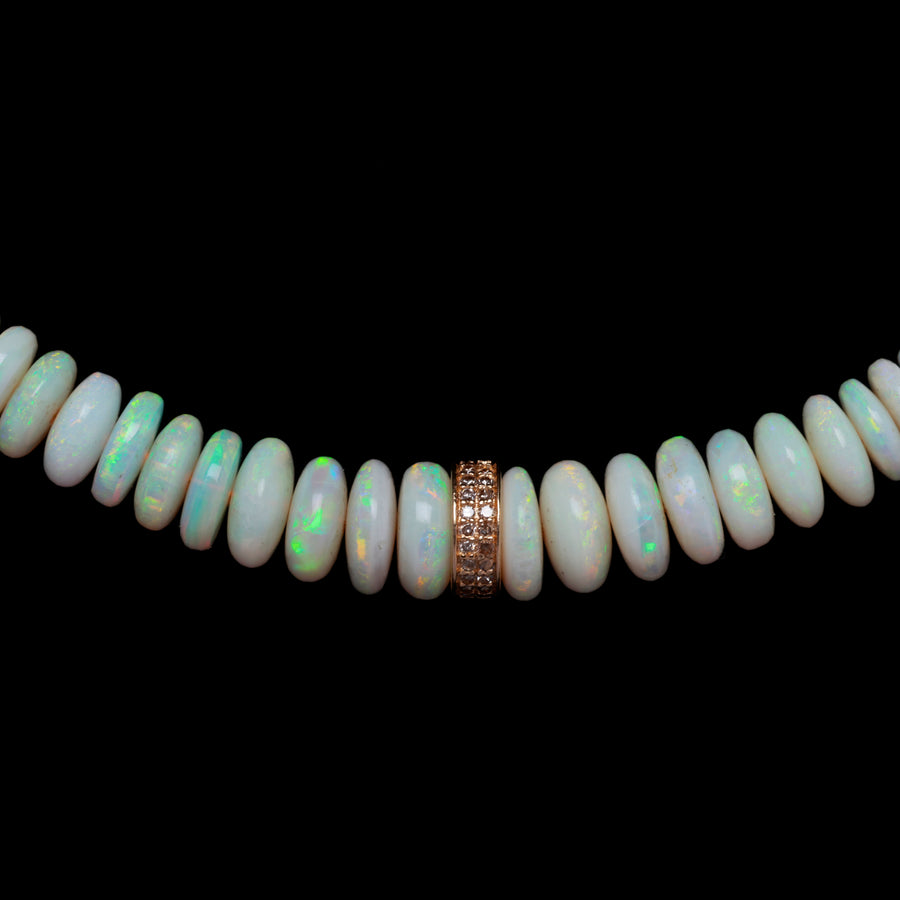 australian opal and diamond necklace ( white-green, blue flash)