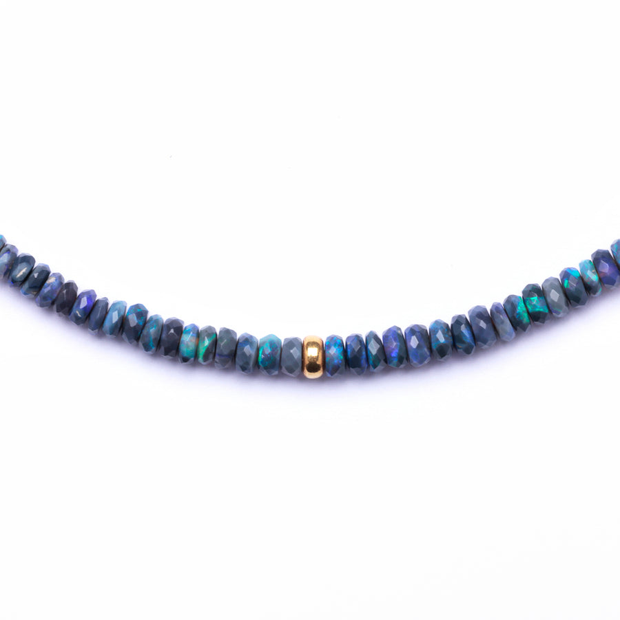 Australian opal necklace (faceted, blue)