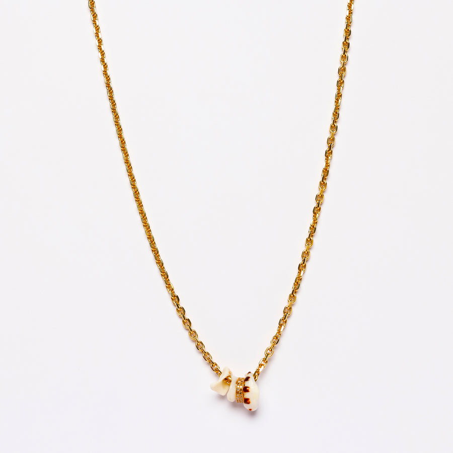 Gold, Diamond and Shell Necklace