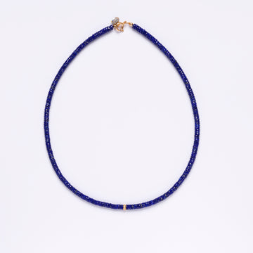 Faceted lapis lazuli and diamond necklace ( small)