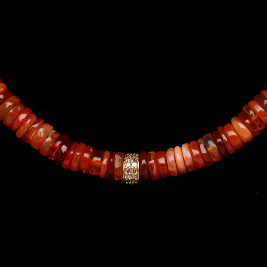 Mexican Fire Opal and diamond Necklace