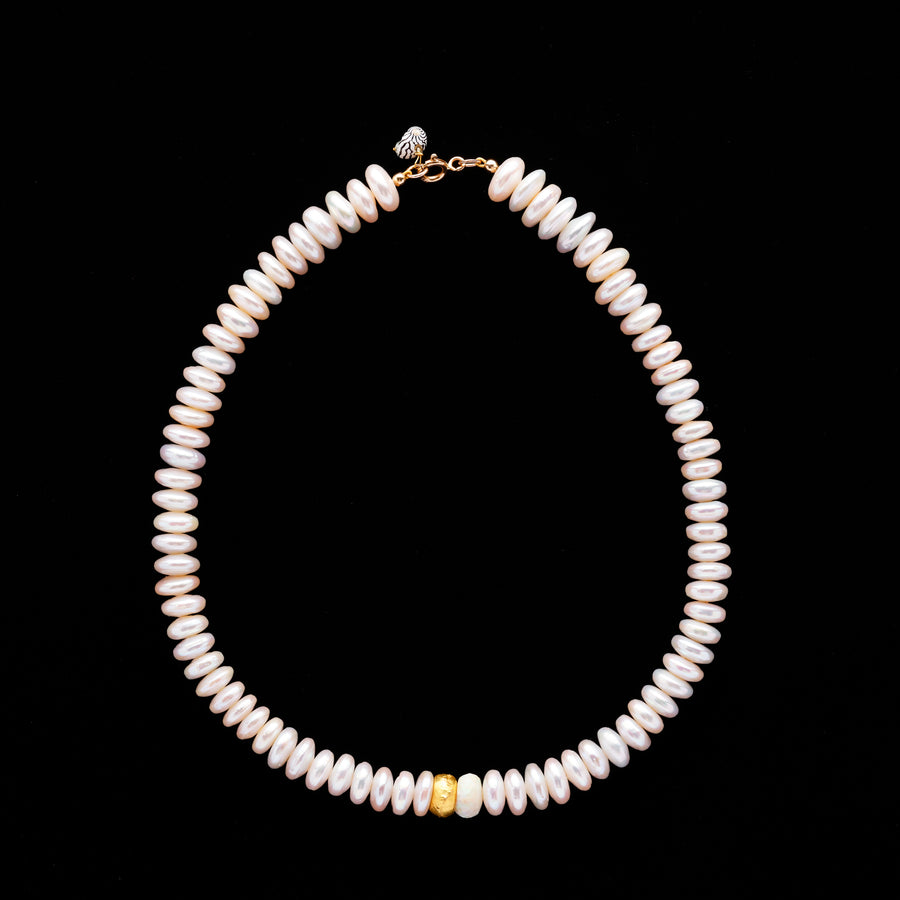 Pearl, gold and Opal necklace