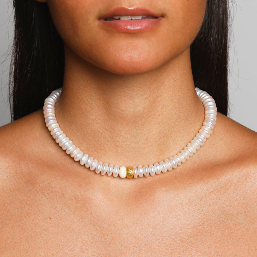 Pearl, gold and Opal necklace
