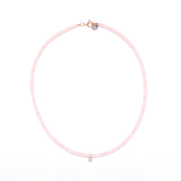 Pink opal and diamond necklace