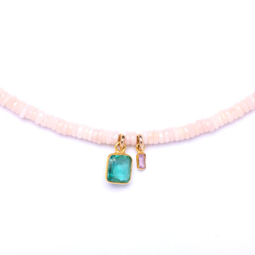 pink opal, emerald and tourmaline necklace