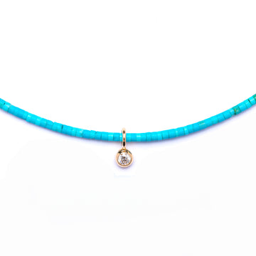 Turquoise and diamond Charm necklace