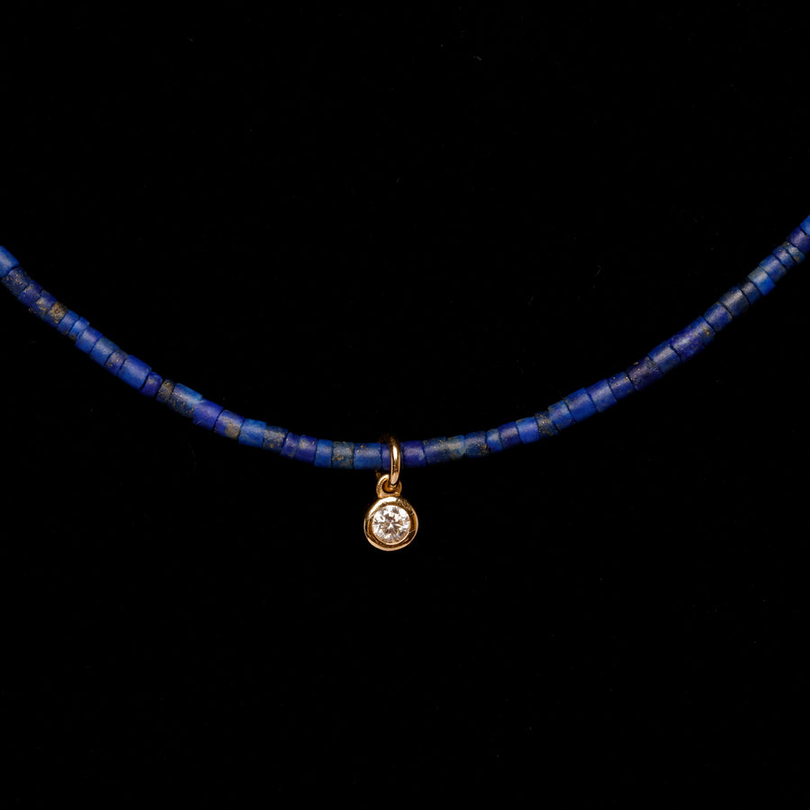 Lapis Lazuli and diamond drop necklace