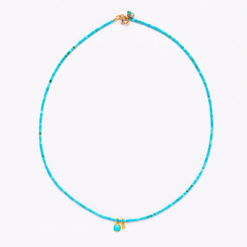 turquoise diamond and turquoise charm necklace