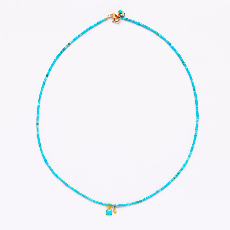 turquoise diamond and turquoise charm necklace