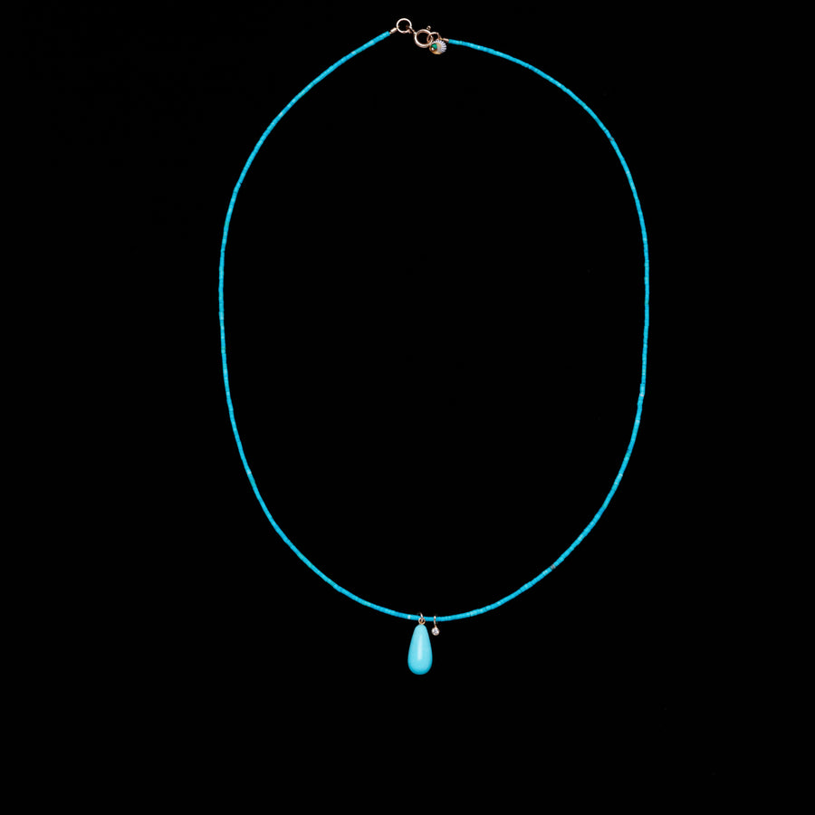 Turquoise and Diamond Charm Necklace