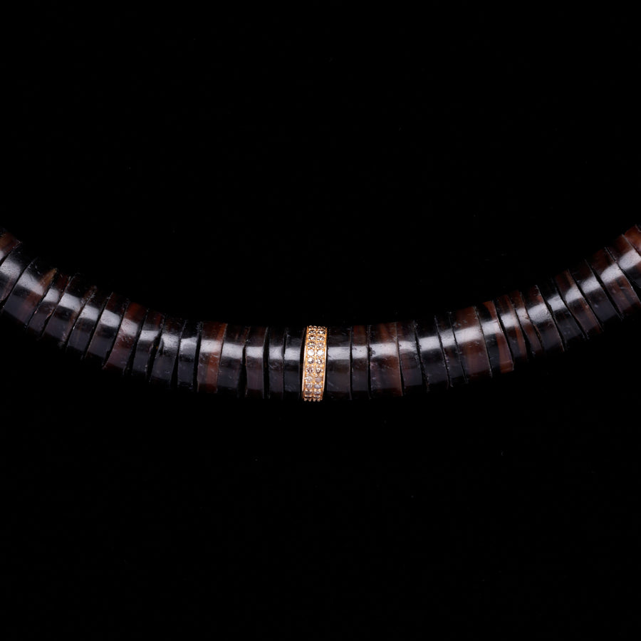 Diamond and brown shell necklace ( large)