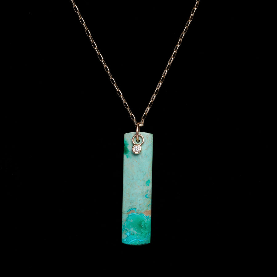 Gold chain Diamond and chrysocolla necklace