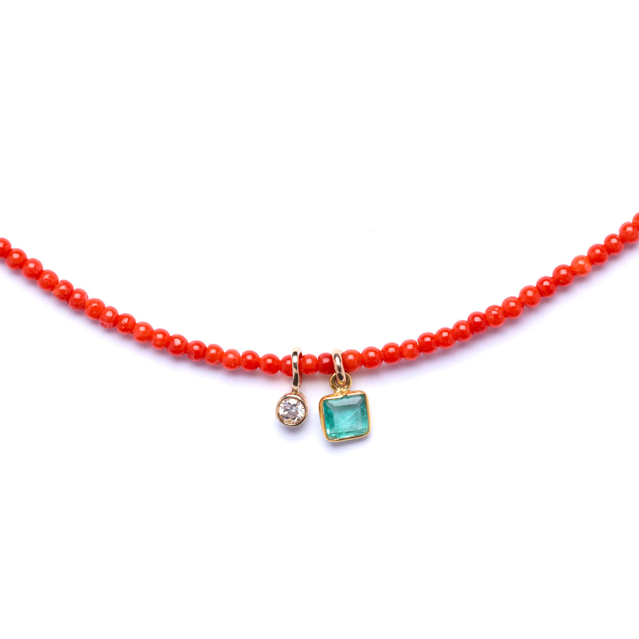Diamond, emerald and coral necklace