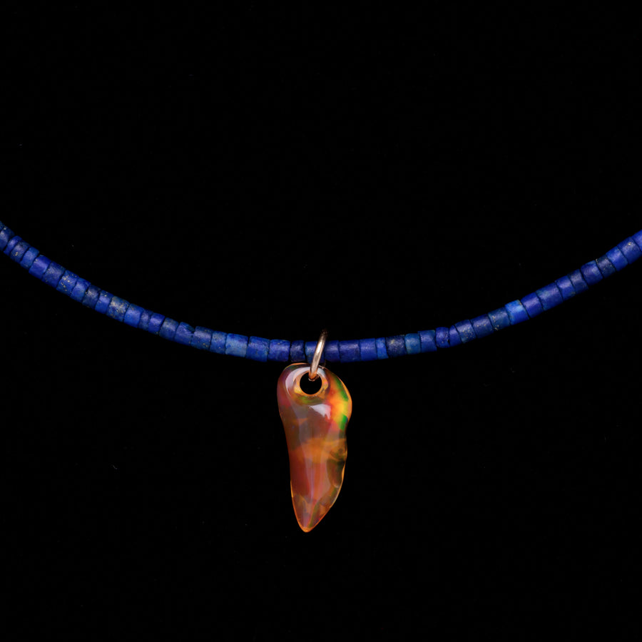 mexican fire opal lapis necklace