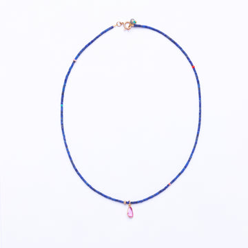 Lapis Lazuli Pink Sapphire and diamond necklace