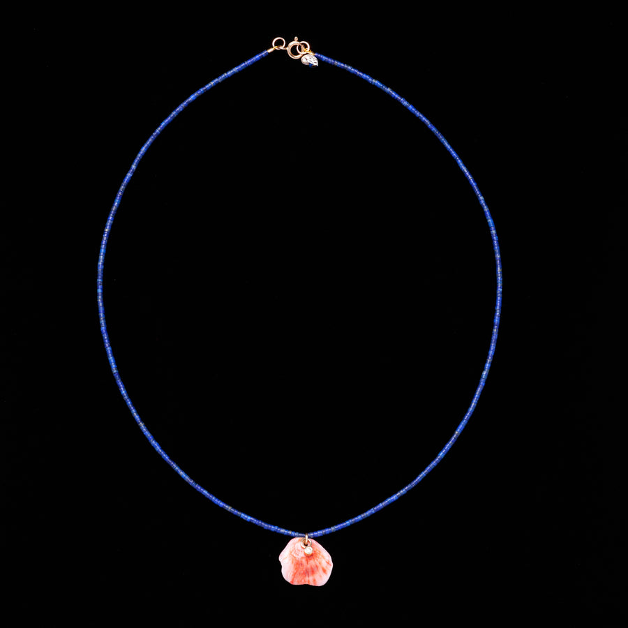 Lapis Lazuli, diamond and shell necklace