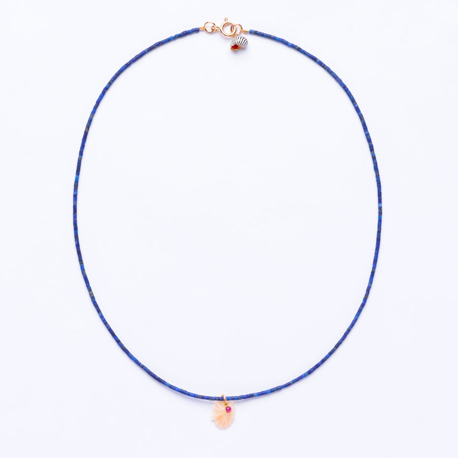 Lapis lazuli Shell and Ruby necklace