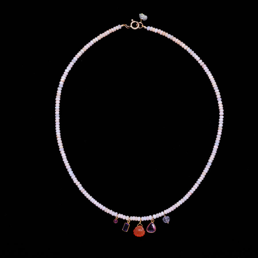 pink opal charm necklace
