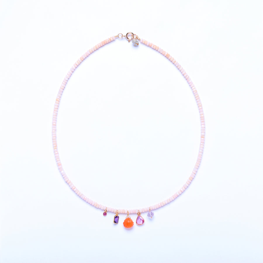 pink opal charm necklace