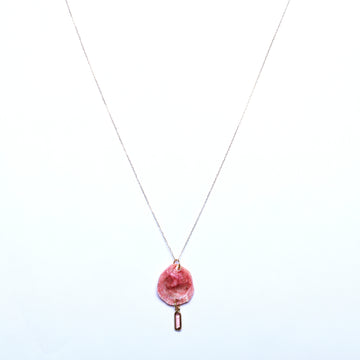 Pink tourmaline and shell gold necklace