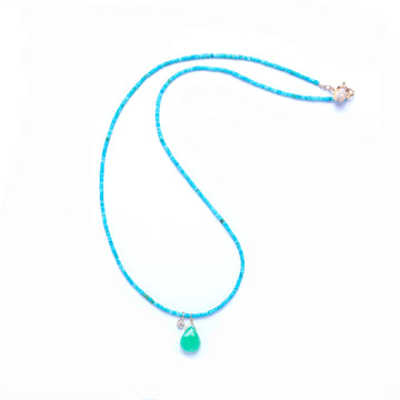 Turquoise, chrysoprase and diamond necklace