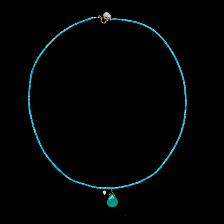 Turquoise, chrysoprase and diamond necklace